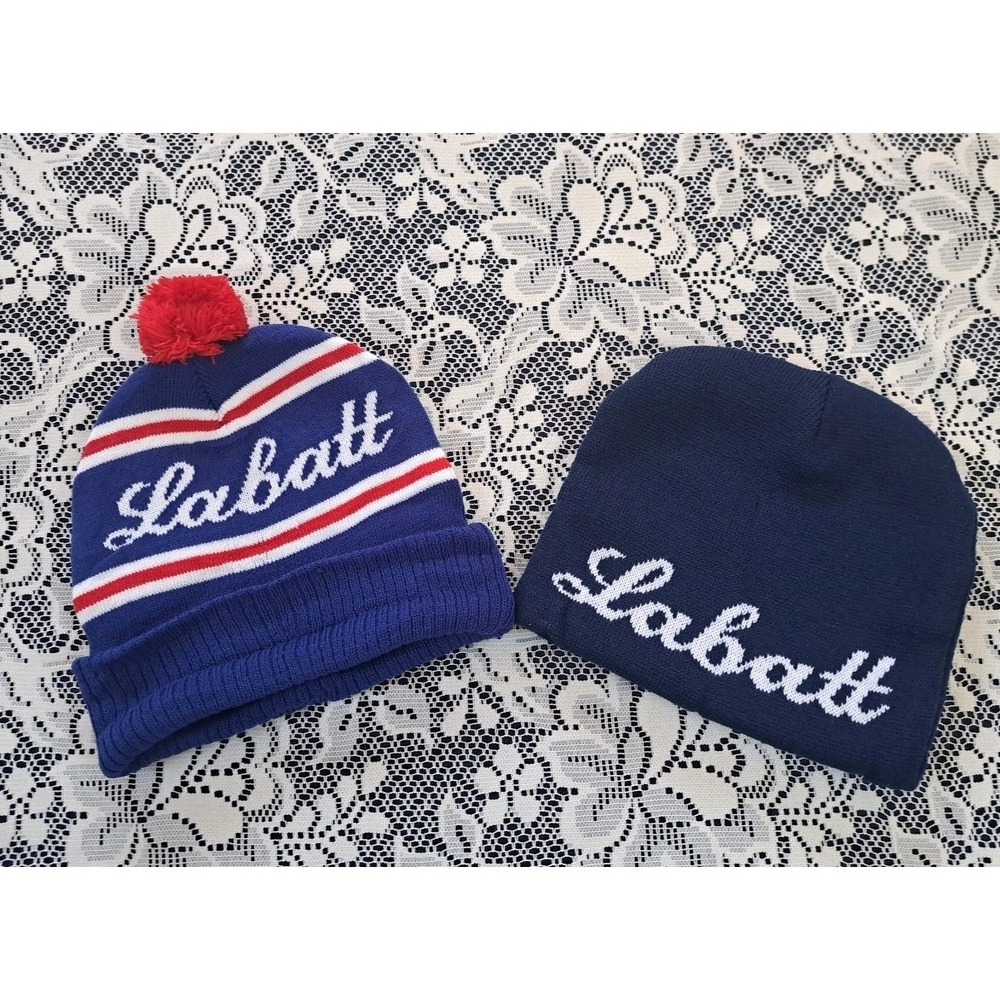 Labatt‎ Blue Beer Retro Style Stocking Cap Beanie Adult One Size Fits All Lot/2